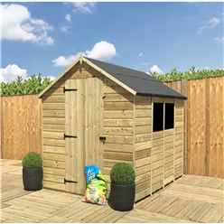 9 X 5  Super Saver Pressure Treated Tongue And Groove Apex Shed + Single Door + Low Eaves + 2 Windows