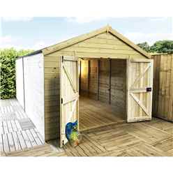 10 X 8 Windowless Premier Pressure Treated Tongue And Groove Apex Workshop With Higher Eaves And Ridge Height And Double Doors (12mm Tongue & Groove Walls, Floor & Roof) + Super Strength Framing