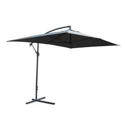 Powder-Coated Steel Frame Adjustable Rectangle Overhang Parasol