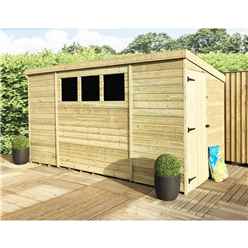 10 X 5 Pressure Treated Tongue And Groove Pent Shed With 3 Windows And Side Door + Safety Toughened Glass  (please Select Left Or Right Panel For Door)