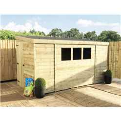 10 X 7 Reverse Pressure Treated Tongue And Groove Pent Shed With 3 Windows And Single Door + Safety Toughened Glass(please Select Left Or Right Panel For Door)