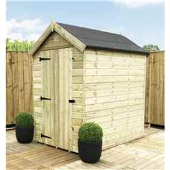 8 X 4 Premier Windowless Pressure Treated Tongue And Groove Apex Shed With Higher Eaves And Ridge Height And Single Door - 12mm Tongue And Groove Walls, Floor And Roof