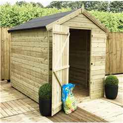 5 X 5 Premier Windowless Pressure Treated Tongue And Groove Apex Shed With Higher Eaves And Ridge Height And Single Door - 12mm Tongue And Groove Walls, Floor And Roof