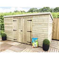 14 X 6 Pressure Treated Windowless Tongue And Groove Pent Shed With Double Doors (centre)