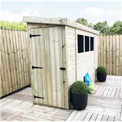 8 X 3 Reverse Pressure Treated Tongue And Groove Pent Shed With 3 Windows And Single Door + Safety Toughened Glass  (please Select Left Or Right Panel For Door)