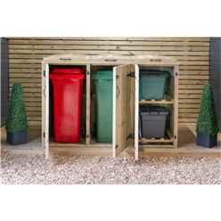 Wheelie Bin And Recycling Box Triple Chest Store - 2 X Wheelie Bin + 2 X Recycling Boxes