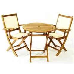 2 Seater - 3 Piece - York Bistro Set With Round Table And 2 Henley Lowback Folding Armchairs - Free Next Working Day Delivery (mon-Fri)