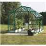 8 X 6 Premier Double Doors Green Metal Greenhouse - Curved Eaves